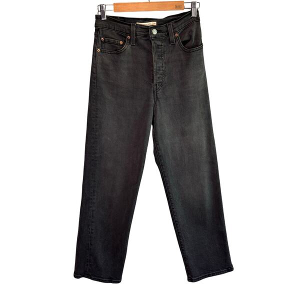 Levi's Ribcage Ankle Straight Jeans in Washed Black - size 26 - Picture 1 of 6
